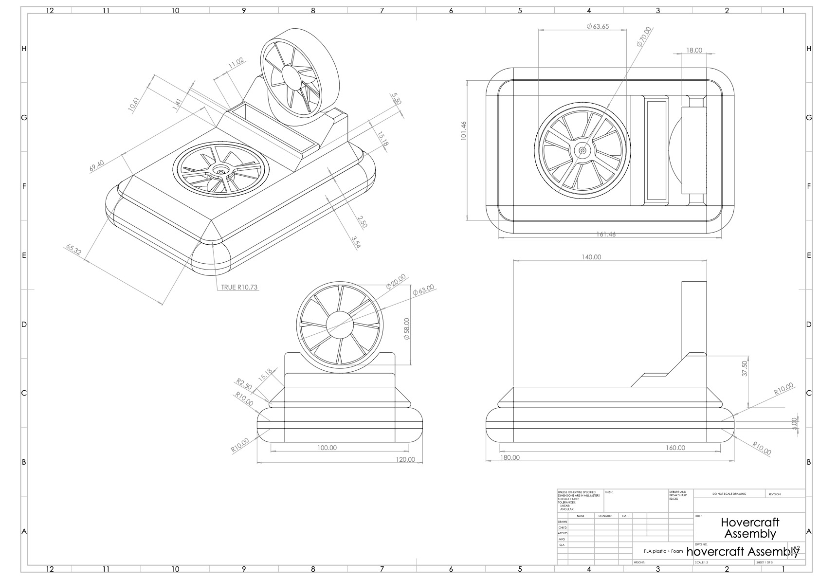 Hovercraft Assembly Engineering Drawings
